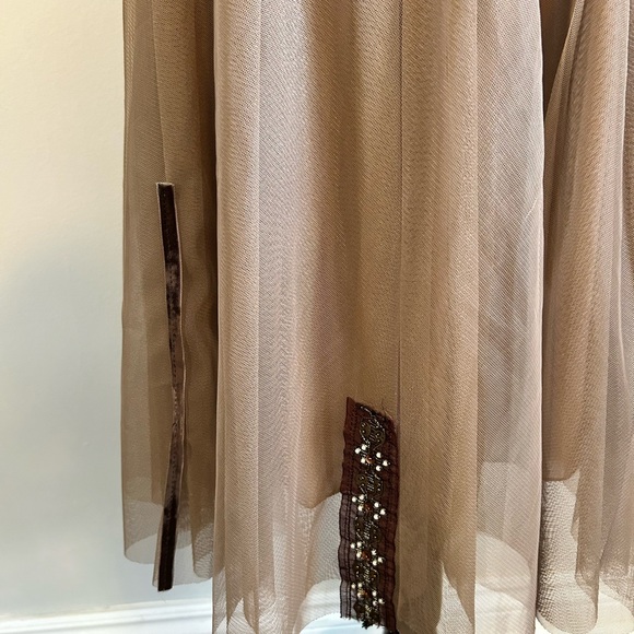 Vintage Carmel Chic Tulle Skirt with Beading and Embroidery Size. Small - Picture 3 of 5